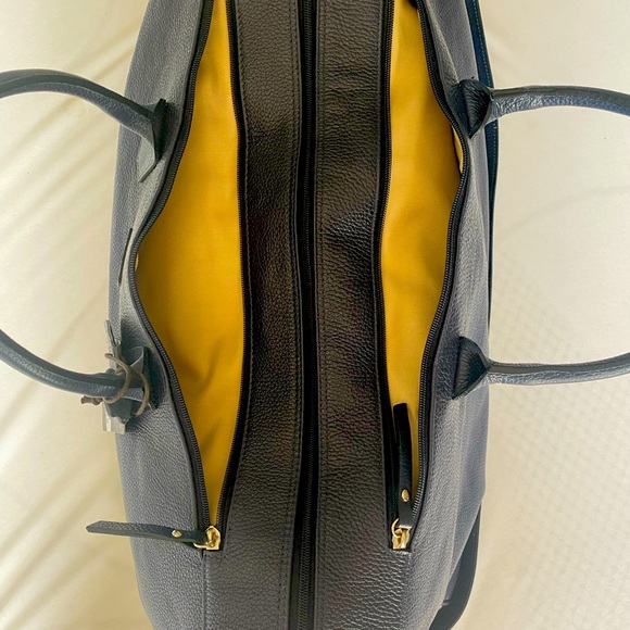 InPell Navy blue, handmade in Italy Genuine Leather duffle bag, NWT - Picture 5 of 8